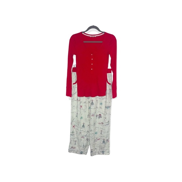 VICTORIA’S SECRET Red & White Cozy Holiday Pajama Set M - Picture 1 of 9
